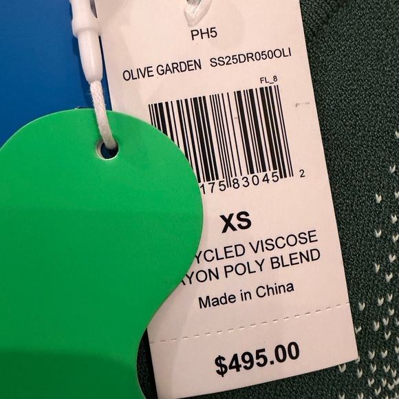 NWT PH5 Asymmetrical Green and White Aster Dress in Olive Garden XS - Picture 8 of 10